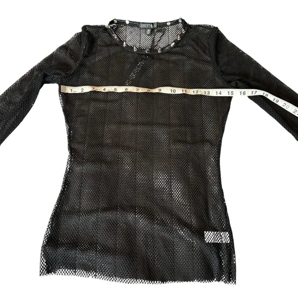 NWT CURRENT MOOD BLACK STUDDED MESH LONG SLEEVE TOP – SIZE M DOLLS KILL - Picture 4 of 13
